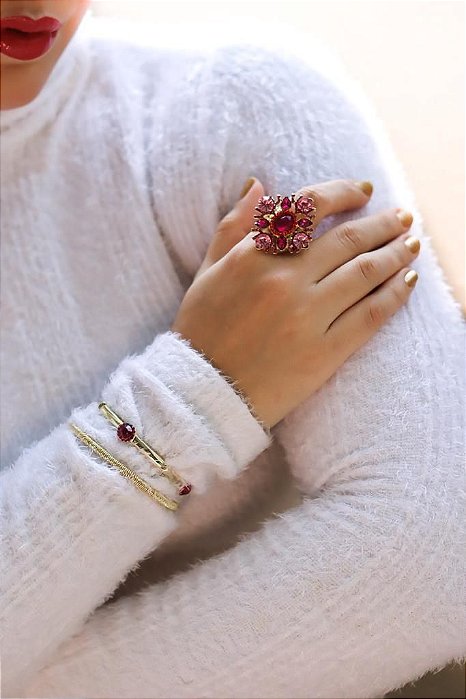 Pulseira Strass Color Pink