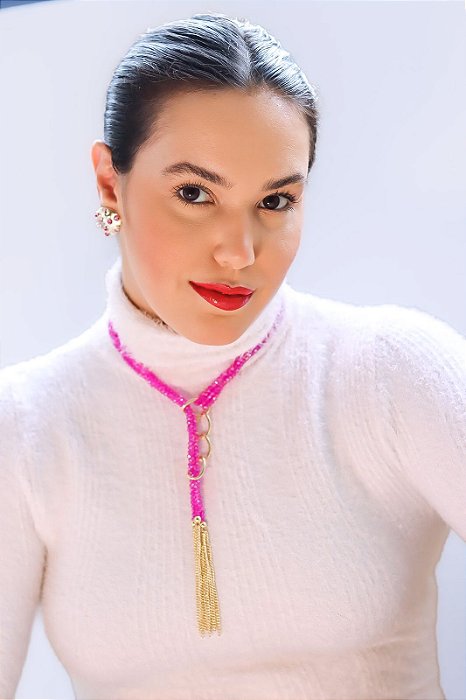 Colar Cinto Cristais Pink