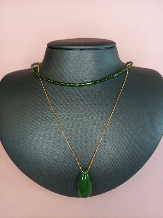 Colar Cristais Verde