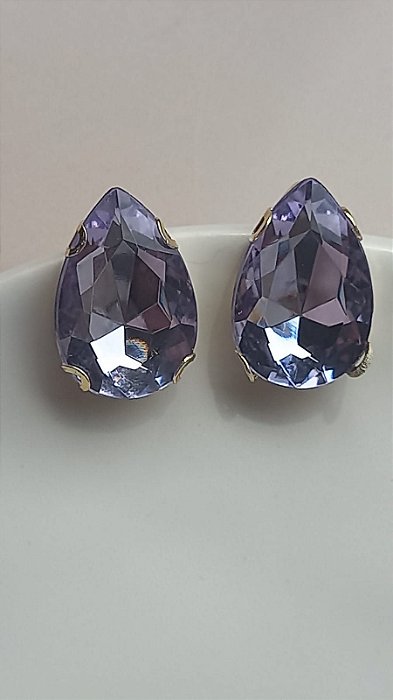 Brinco Gota Base Chaton Lavanda