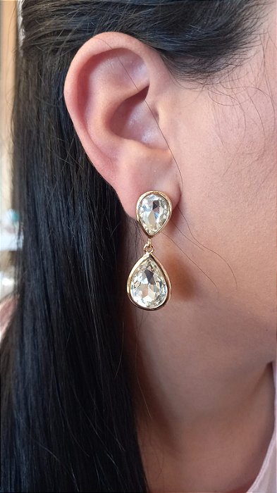 Brinco Chaton Gotas Cristal