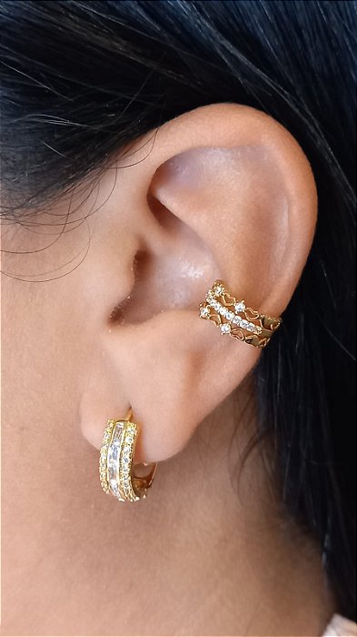 Piercing Fake Corações Dourado