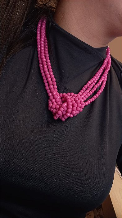 Colar Nó Esferas Pink