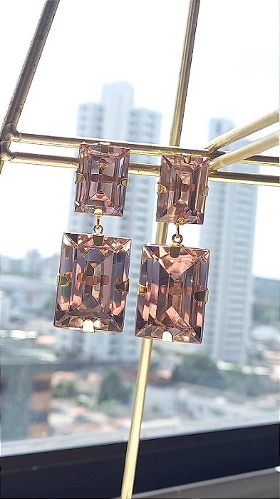 Brinco Luana Rosé Cristal