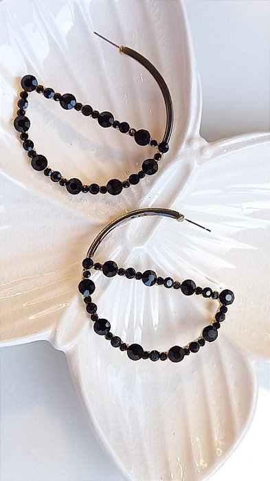 Argola Strass Preto
