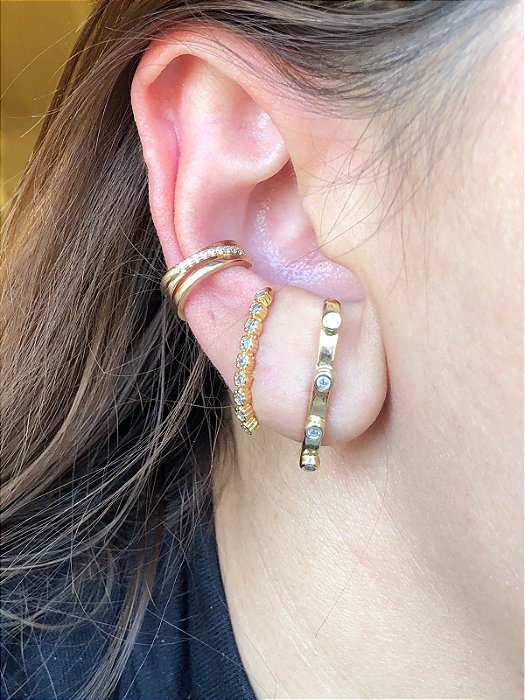 Piercing Fake Dourado Strass