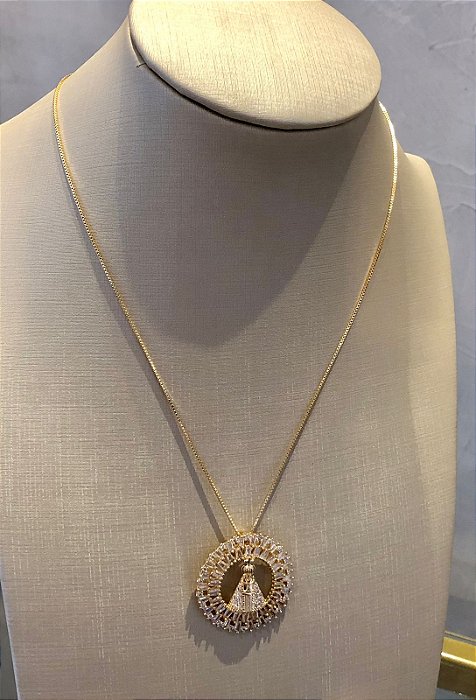 Colar Mandala Nossa Senhora Zircônias