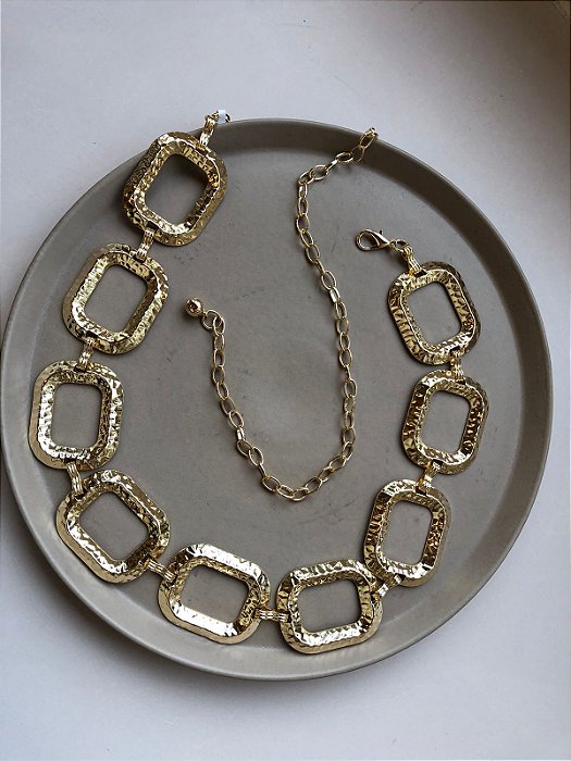 Cinto Elos Quadrados Dourado