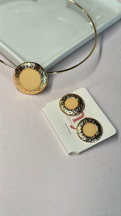 Conjunto Aro Esmaltado Nude