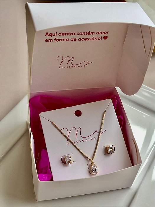 Conjunto Oval Semi Zircônia