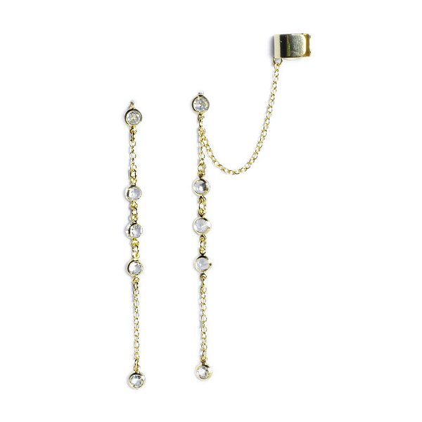 Brinco Pêndulo Piercing com Zircônias