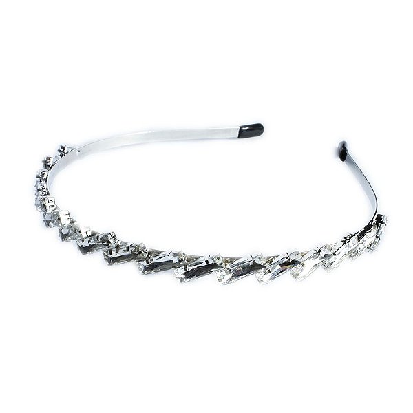 Tiara Arco em Pedraria Retangular Cristal