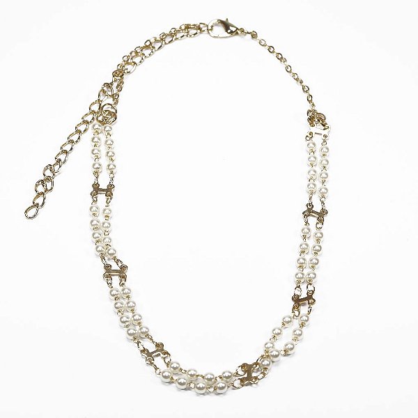 Choker Pérolas Base Dupla