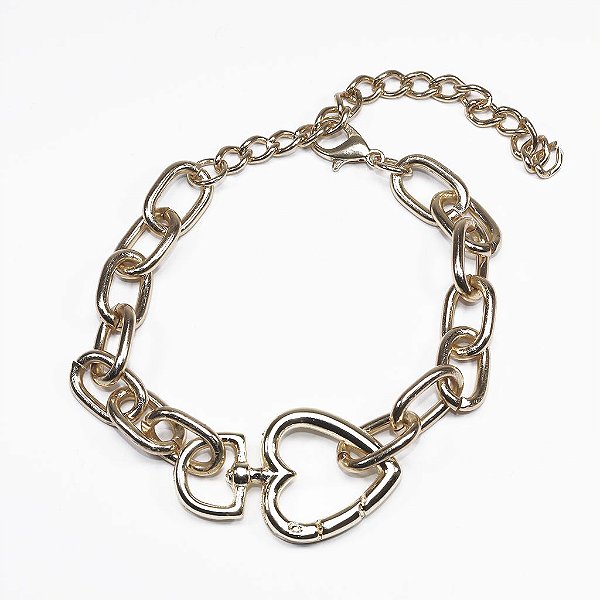 Pulseira Corrente com Mosquetão de Coração