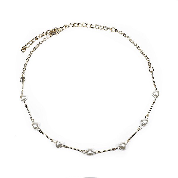Choker Coração Pérolas
