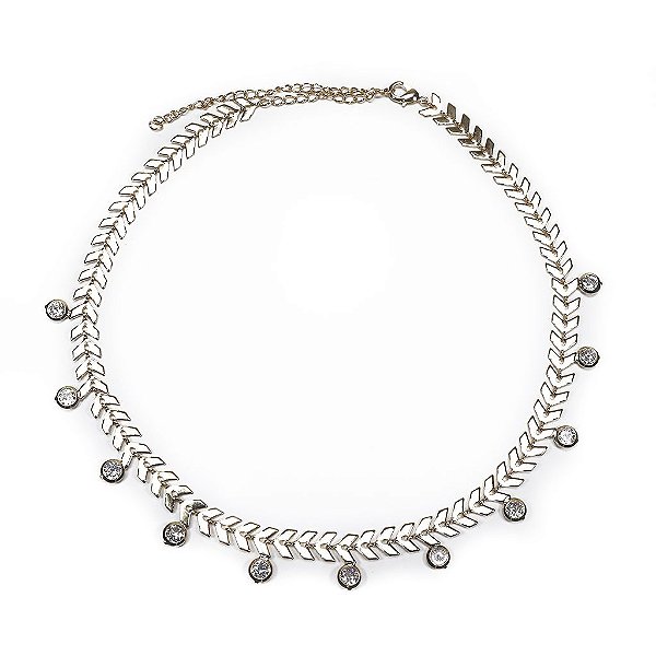 Choker Escamas Pingentes  Zircônias