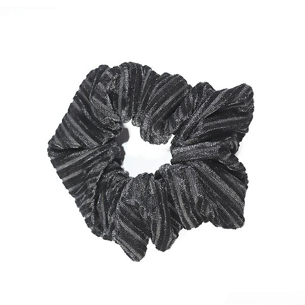 Scrunchie em Veludo Listrado Preta