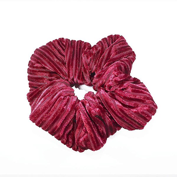 Scrunchie em Veludo Listrado Vinho
