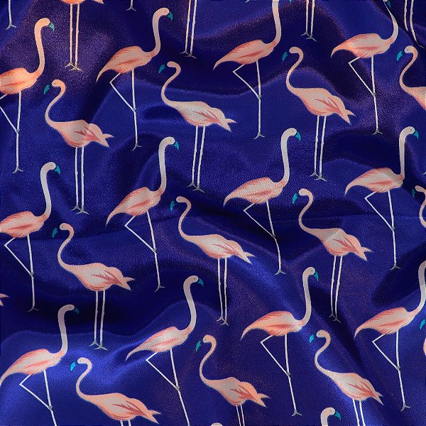 Lenço Azul Marinho Flamingos