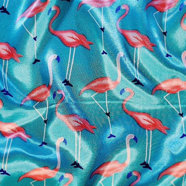 Lenço Azul Flamingos