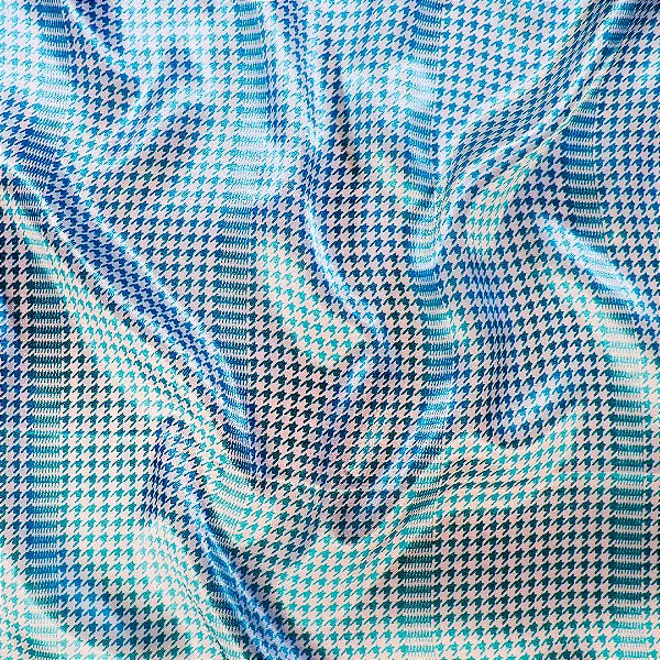 Lenço Estampa Pied Poule Azul