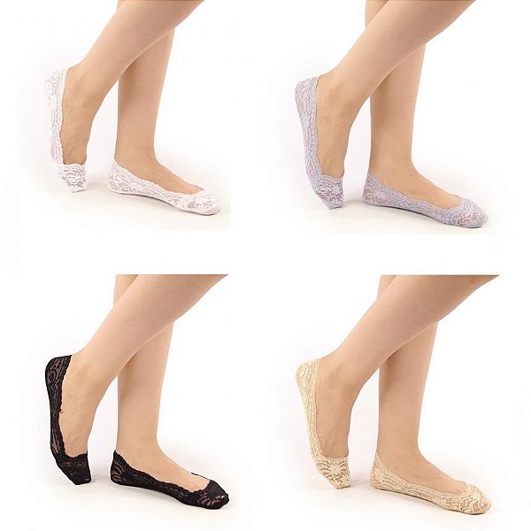 Meia de silicone rendada