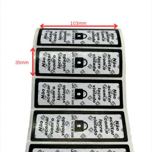 Lacre retangular em bobina com 1000 unid