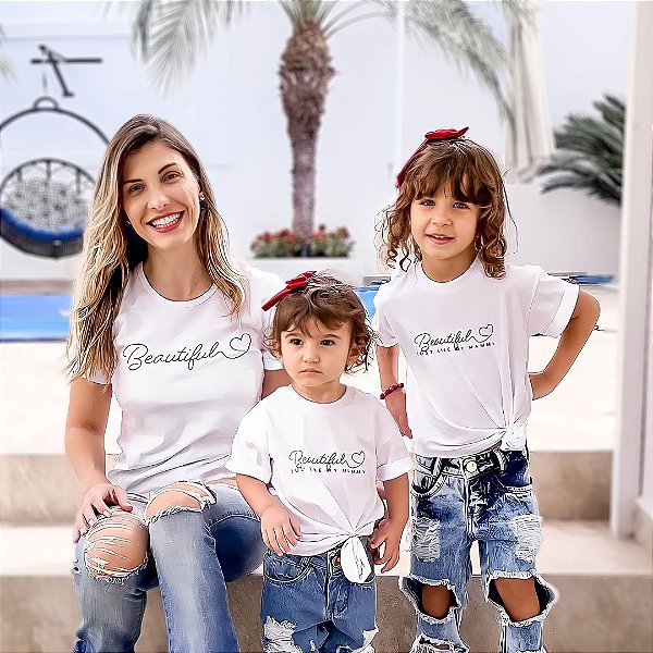 T-shirt Mãe e Filha Beautiful