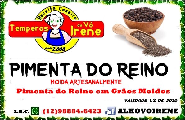 PIMENTA DO REINO MOIDA ARTESANALMENTE PURA Saquinho 30 a 50 grs a R$ 6,00
