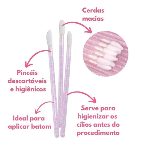 Pincel descartável aplicador Batom 50 unidades