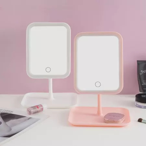 Espelho de mesa with led light cor rosa
