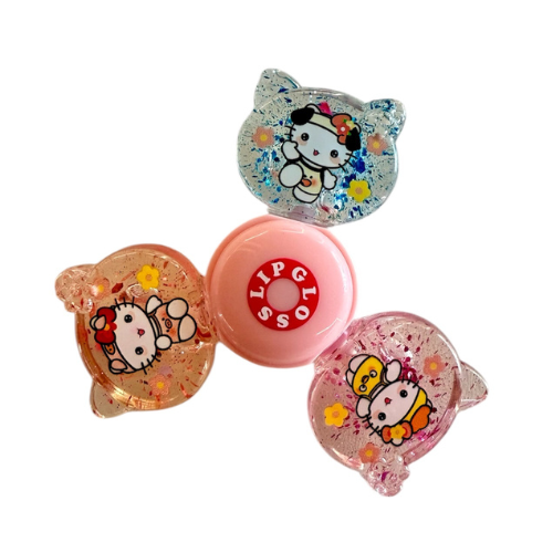 Lip Gloss Hello Kitty com Gliter Cores Aleatorias