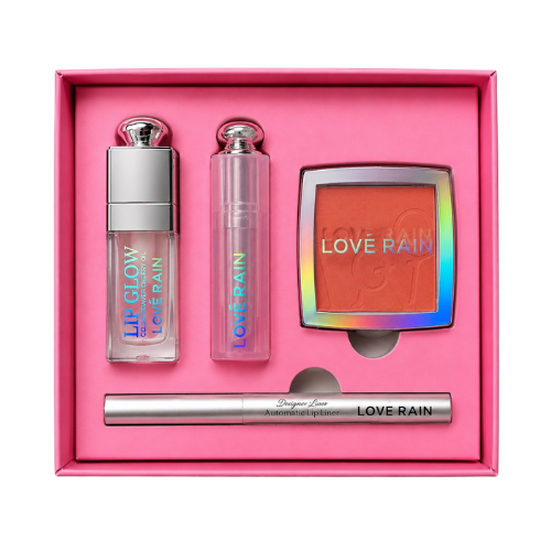 Kit 01 Blush, Lip Glow, Lip Oil e Lapis Labial - Love Rain