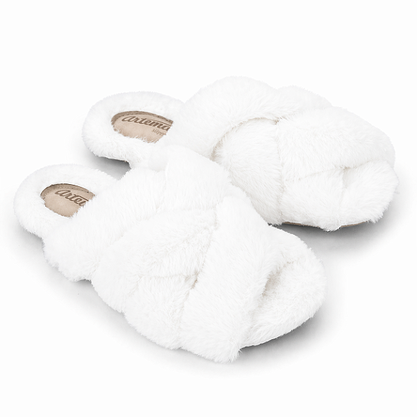 Chinelo feminino cruzado c/ pelo