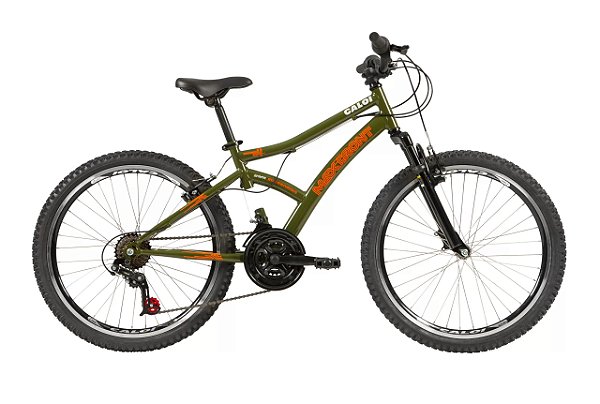 Bicicleta Aro 24 Masculina - Caloi Max Front C/Suspensão Dianteira - Aço -  Verde Militar