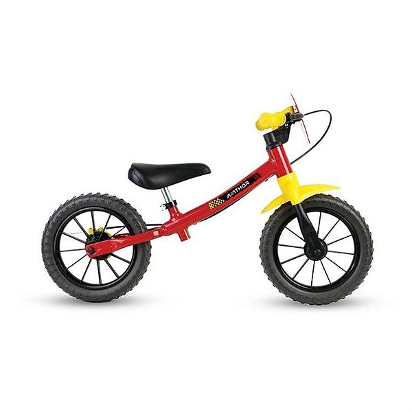 Bicicleta Balance Aro 12 - Nathor Fast - Aço - Vermelho e Amarelo