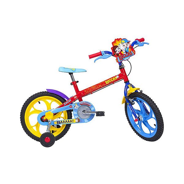 Bicicleta Infantil Aro 16 - Caloi Luccas Neto - Aço - Vermelho, Amarelo e Azul