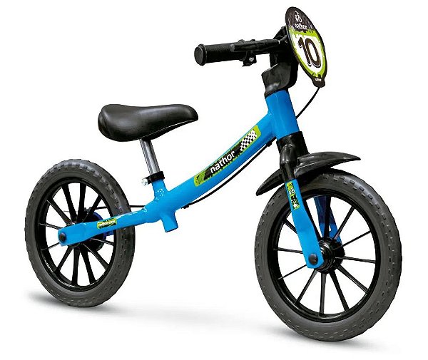 Bicicleta Balance Aro 12 - Nathor Pré-Bike - Aço - Azul e Preto