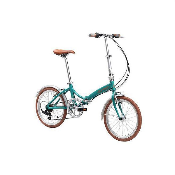 Bicicleta Aro 20 Dobrável - Durban Rio - 6 Velocidades - Aço Carbono - Turquesa