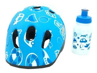 Kit Capacete PTK Baby Toys Azul + Squeeze 250ML
