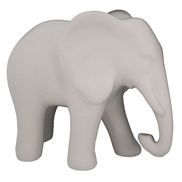 Elefante Cerâmico Branco 18cm