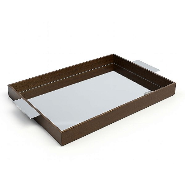 Bandeja de Madeira com Espelho Naturals 35x25x5cm Rojemac