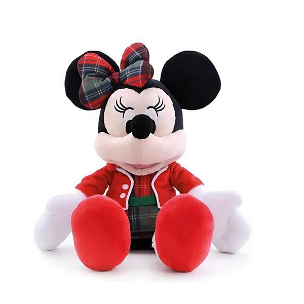 Minnie c/ Vestido e Casaco Xadrez 30cm Natal Cromus