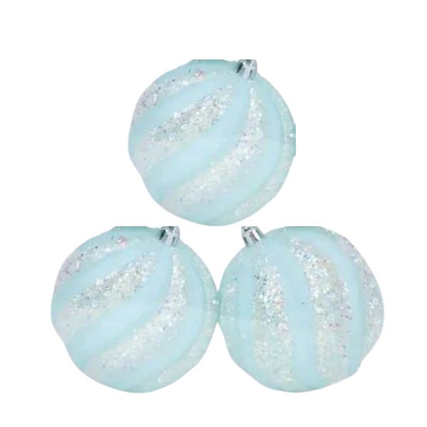 Bola Natalina 8cm C/6 Listra Glitter AZC Cromus