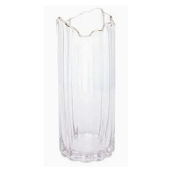 Vaso de Vidro Sodo Calcico c/ Borda Dourada 10x25cm