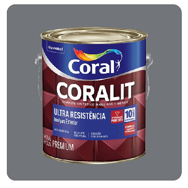 Coralit Ultra Resistência Alto Brilho Cinza Escuro 3,6L Coral