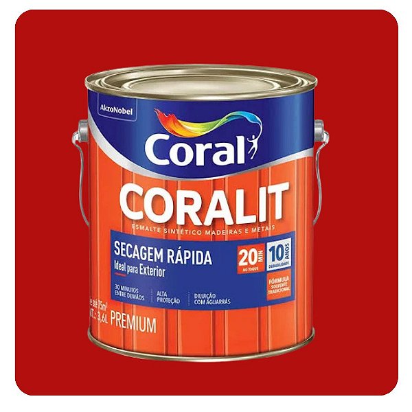 Coralit Secagem Rápida Brilhante Vermelho 3,6L Coral