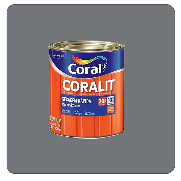 Coralit Secagem Rápida Brilhante Cinza Escuro 0,900mL Coral