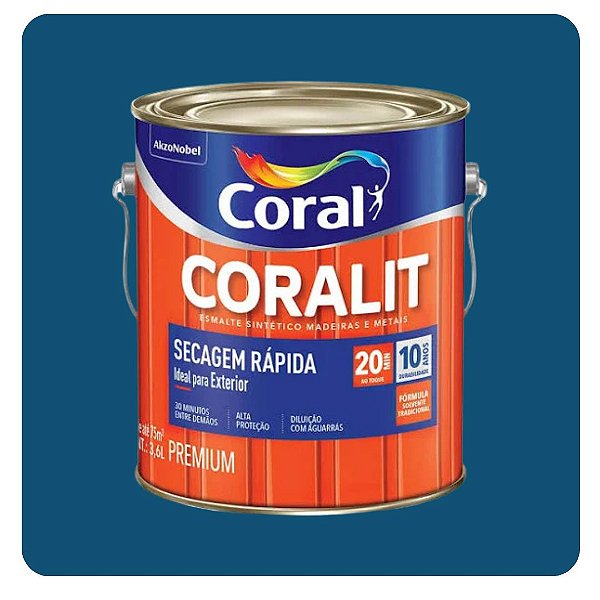 Coralit Secagem Rápida Brilhante Azul França 3,6L Coral