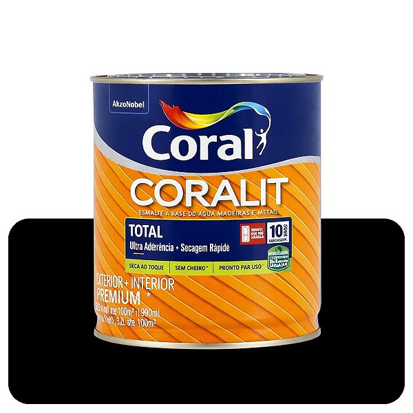Coralit Total Preto Brilhante 0,900mL Coral